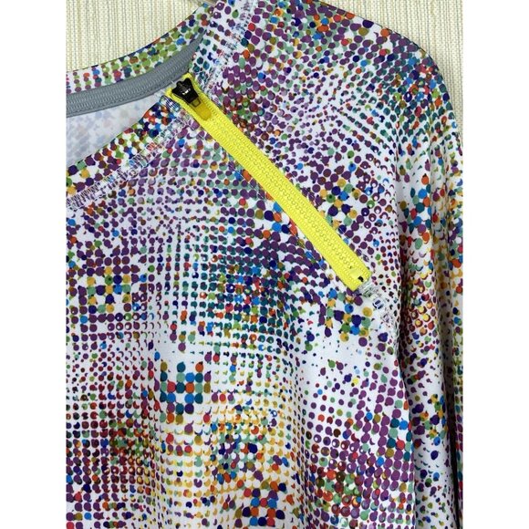 Reel Legends Cool Womens 2X Colorful Geometric Dot Print Long Sleeve Shirt Top - Picture 2 of 7